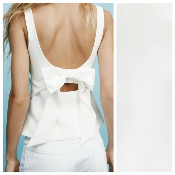 NWT. Zara White Top with Bow at the Back. Size XS, S. - Picture 4 of 10